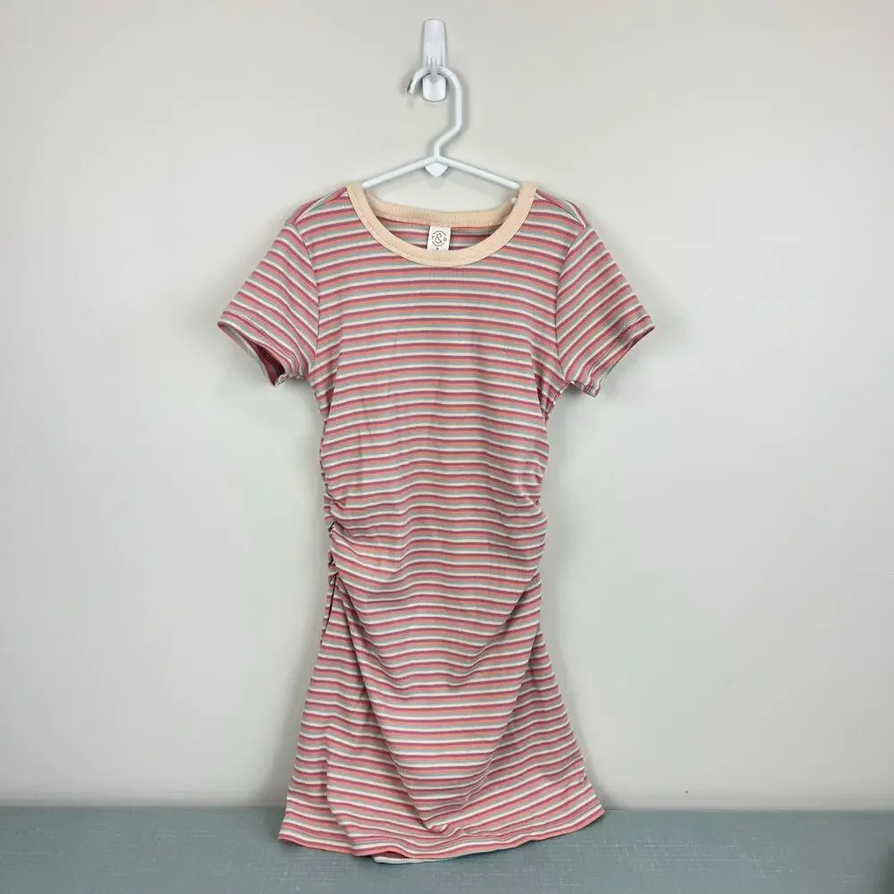 Treasure & Bond Kids Stripe Ruched T-Shirt Dress Purple Cloud Mini Stripe M 8-10